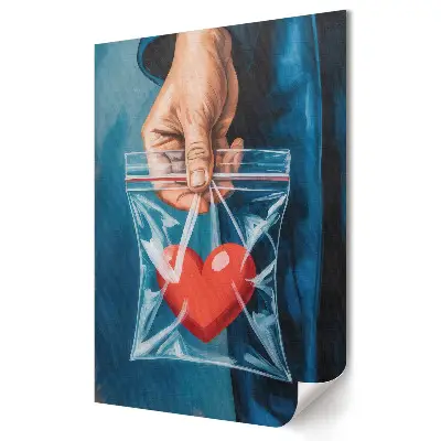 Stylowy plakat na ścianę Zamknięte serce w przezroczystej torbie
