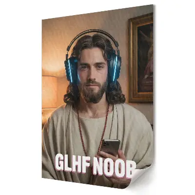 Stylowy plakat na ścianę Nowoczesny gamer w klasycznym stylu