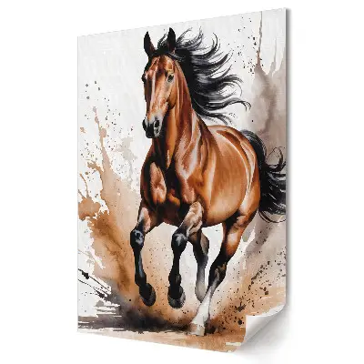 Plakat na materiale polycanvas z motywem biegającego konia w stylu artystycznym