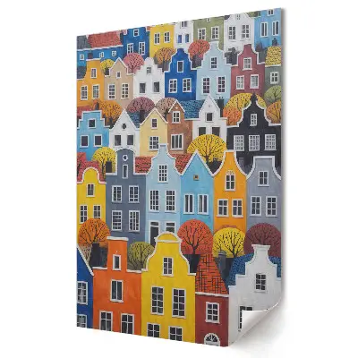 Plakat na materiale polycanvas Kolorowe domy w miejskim krajobrazie
