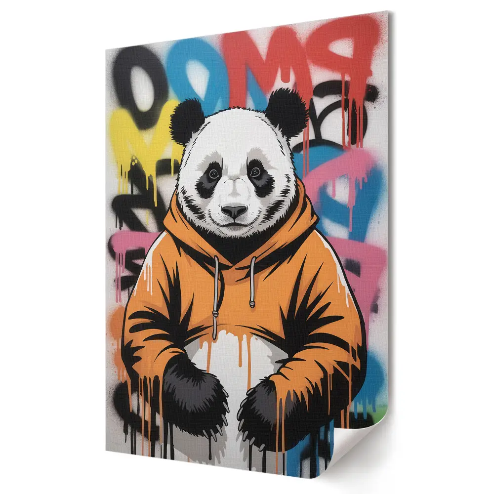 Stylowy plakat z pandą w miejskim klimacie