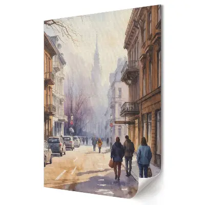 Plakat na materiale polycanvas Spacer w mglistym mieście