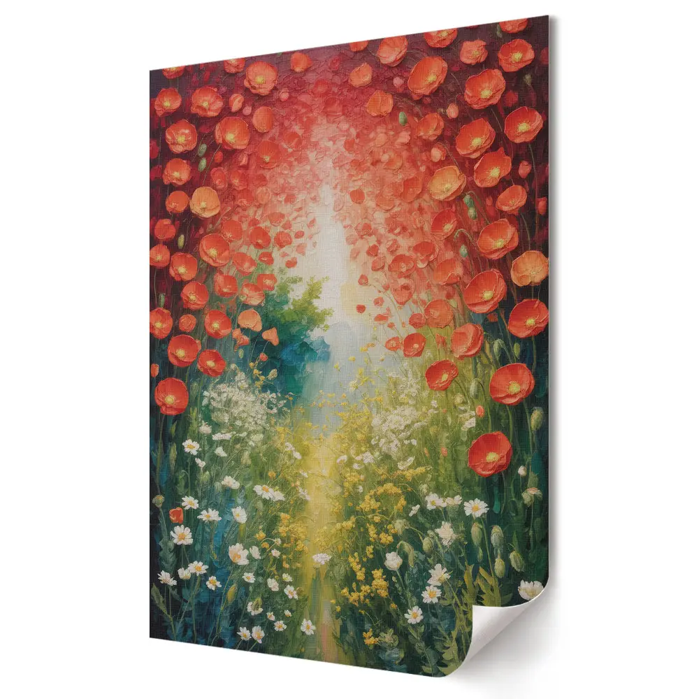Plakat na materiale polycanvas Kwiatowy tunel pełen kolorów