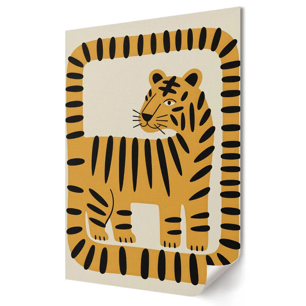 Plakat na materiale polycanvas Stylizowany tygrys w geometrycznej ramie