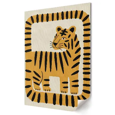 Plakat na materiale polycanvas Stylizowany tygrys w geometrycznej ramie