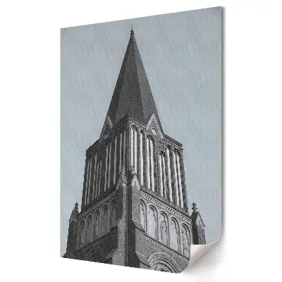 Stylowy plakat na ścianę Zabytkowa wieża w stylu monochromatycznym