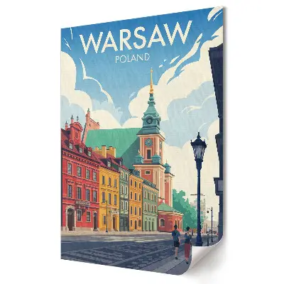 Plakat na materiale polycanvas Warsaw: A Colorful Cityscape Adventure