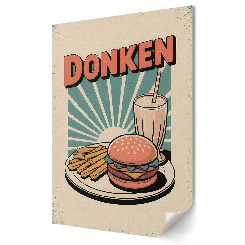 Nowoczesny plakat dekoracyjny Klasyczne jedzenie w stylu retro