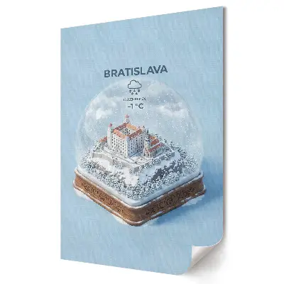 Plakat na materiale polycanvas Zimowy krajobraz Bratysławy w szkle