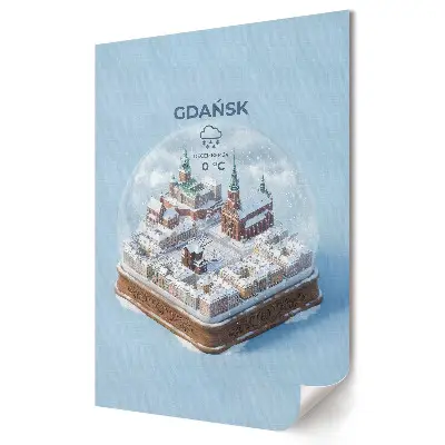 Nowoczesny plakat dekoracyjny Zimowa magia Gdańska w kuli