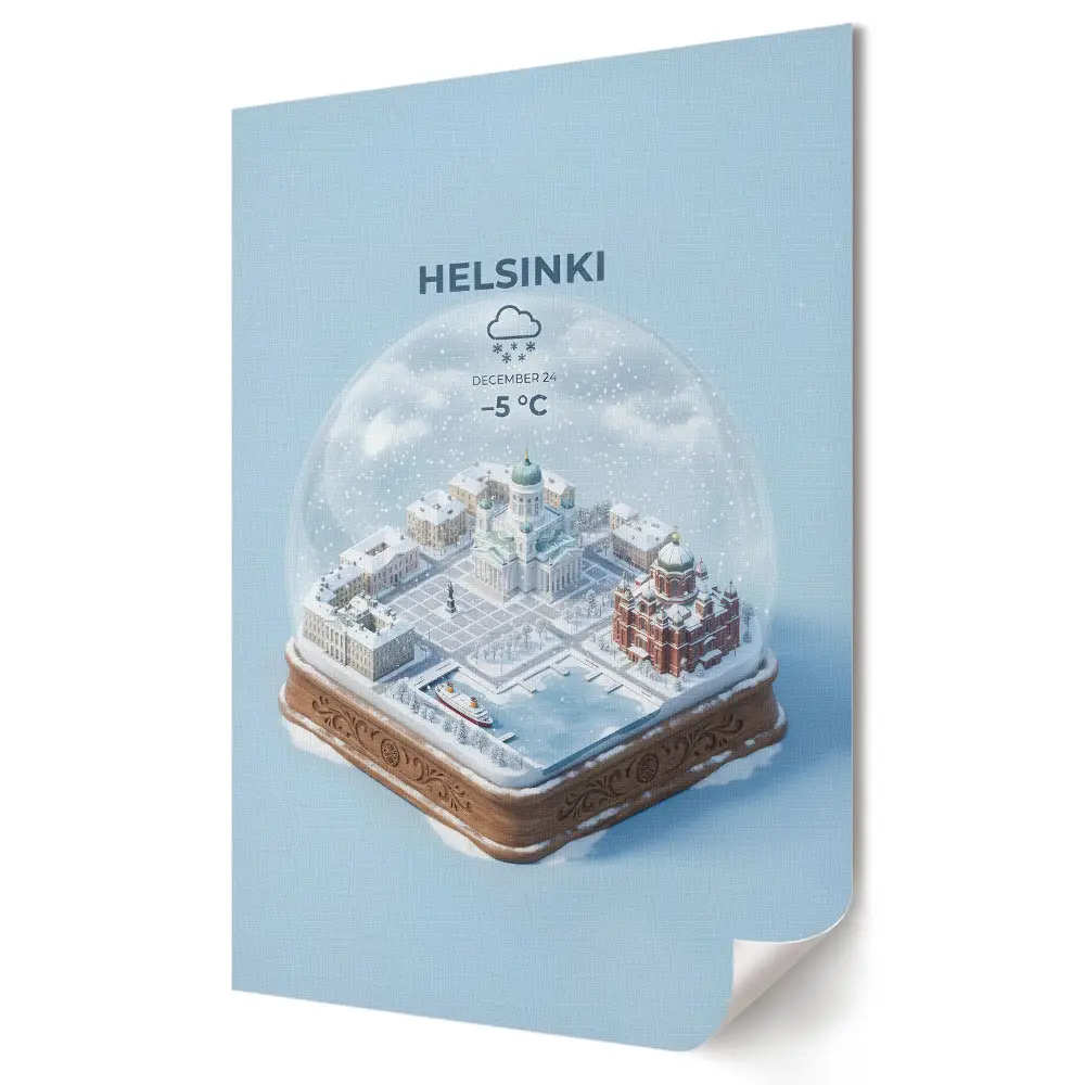 Grafika ścienna na płótnie Zimowa magia Helsinek w szklanej kuli