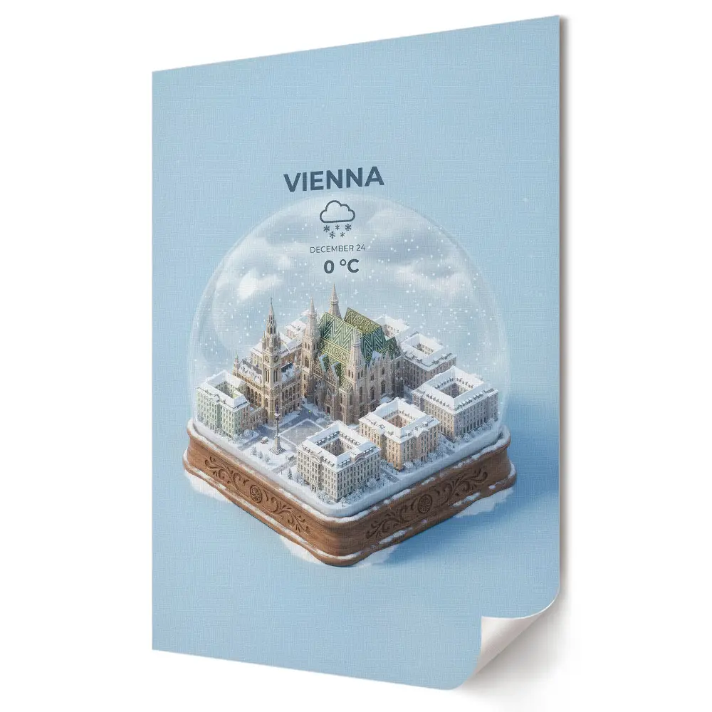 Stylowy plakat na ścianę Zimowa panorama Wiednia w kuli