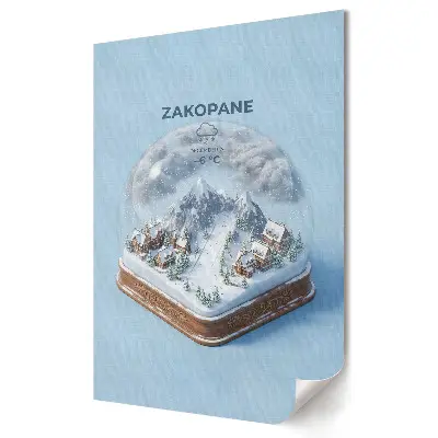 Plakat na materiale polycanvas Zimowa sceneria Zakopanego w szkle