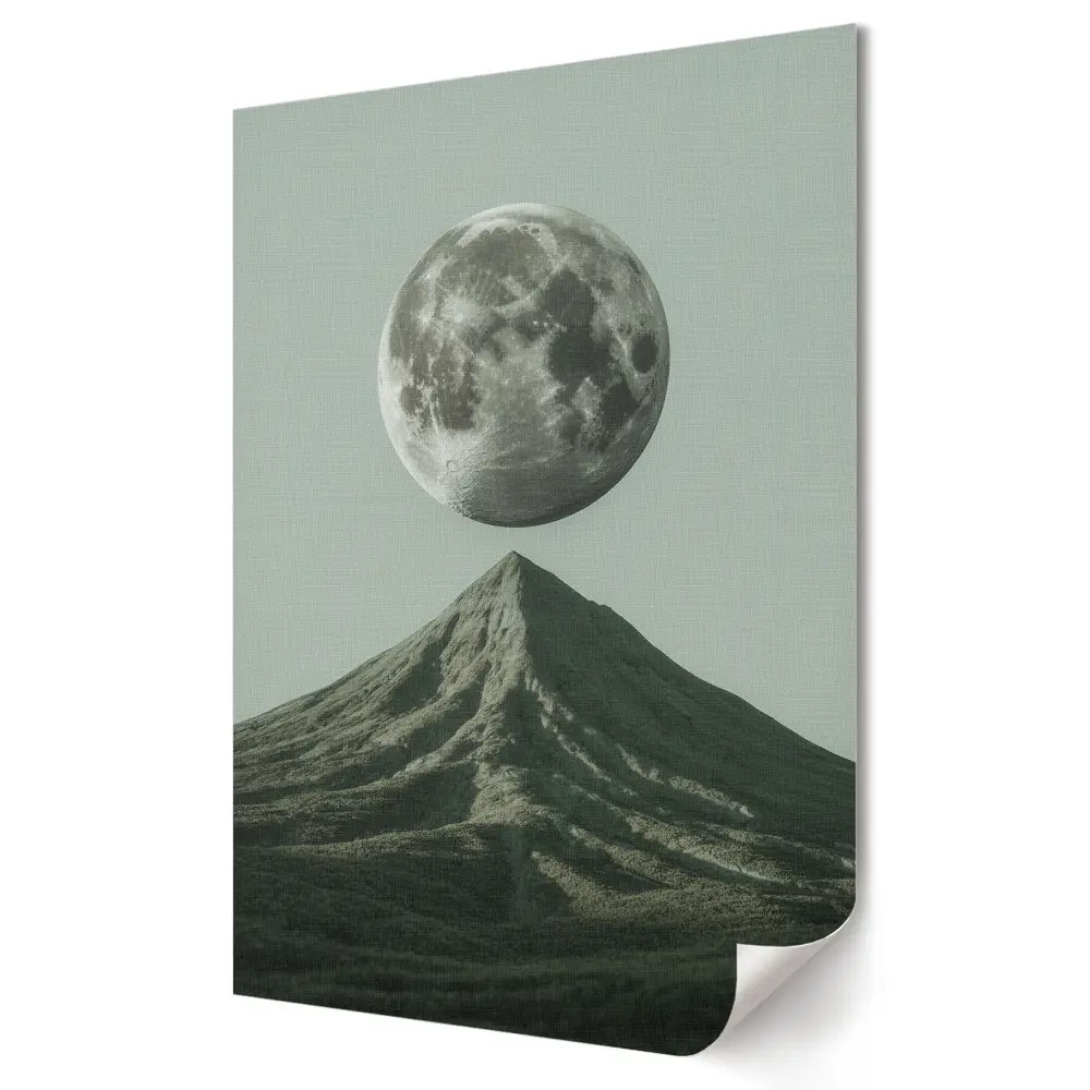 Plakat na materiale polycanvas Księżyc nad wulkanem w ciszy