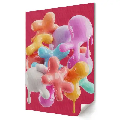 Plakat na materiale polycanvas Kolorowe krople na tle różowym
