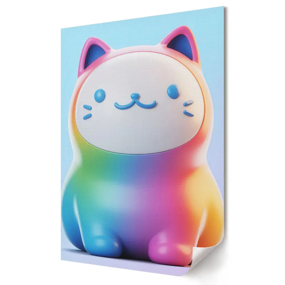 Nowoczesny plakat dekoracyjny Kolorowy kotek w stylu kawaii