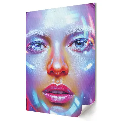 Grafika ścienna na płótnie Futurystyczna twarz w neonowych barwach