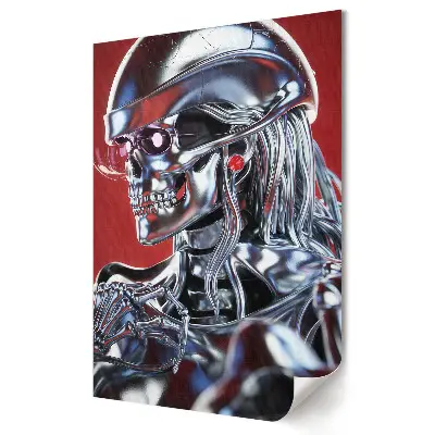 Nowoczesny plakat dekoracyjny Futurystyczny cyborg w metalicznym blasku