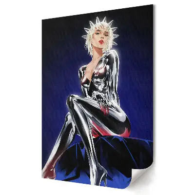 Plakat na materiale polycanvas Futurystyczna femme fatale w metalicznym stroju