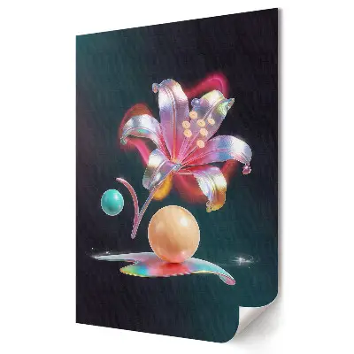 Plakat na materiale polycanvas Kwiatowa fantazja w neonowych kolorach
