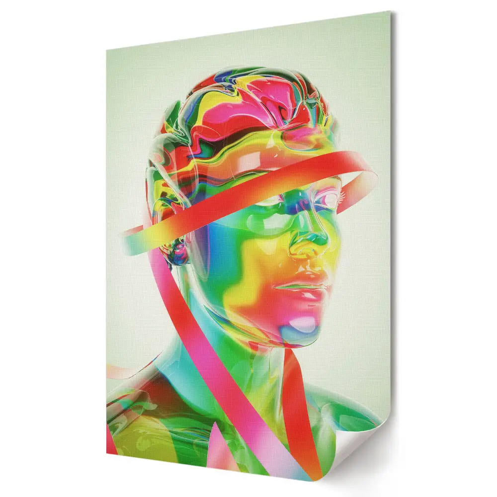 Stylowy plakat na ścianę Kolorowa wizja futurystycznego portretu