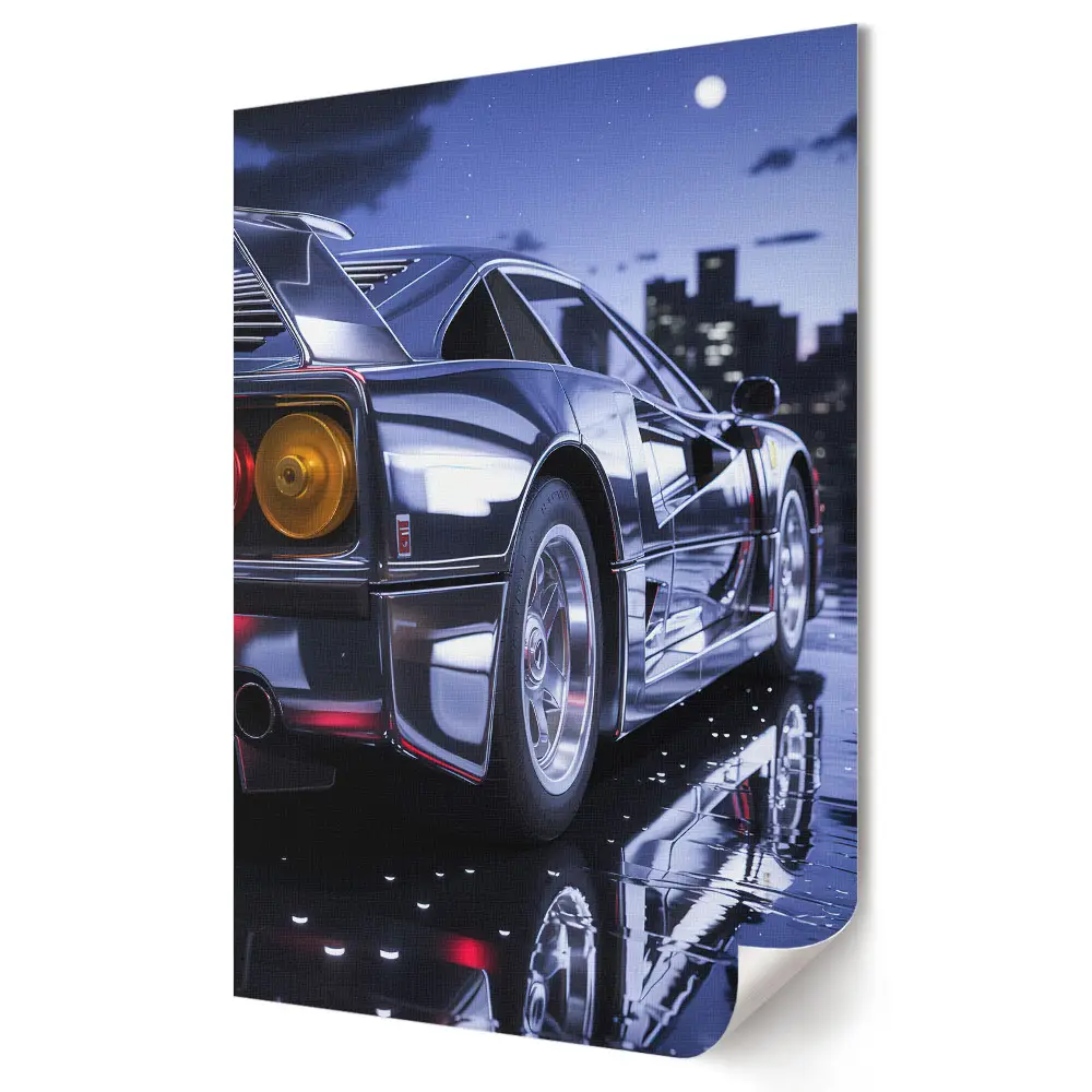 Stylowy plakat na ścianę Nocna jazda w miejskim krajobrazie