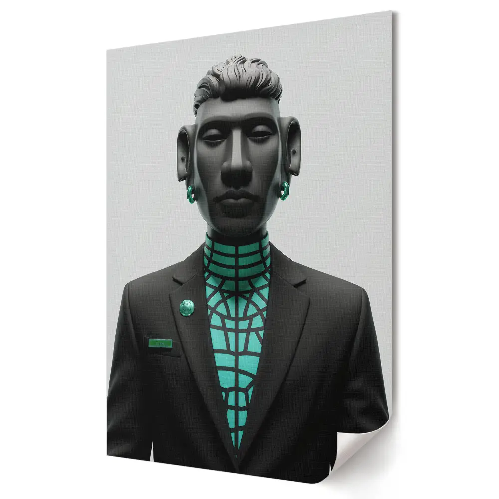 Plakat na materiale polycanvas Futurystyczny portret w stylu cyberpunkowym