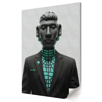 Plakat na materiale polycanvas Futurystyczny portret w stylu cyberpunkowym