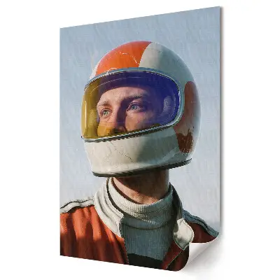 Plakat na materiale polycanvas Kosmiczny podróżnik w retro hełmie