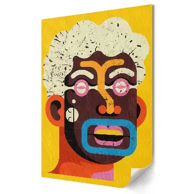Nowoczesny plakat dekoracyjny Kolorowy portret z afro i okularami