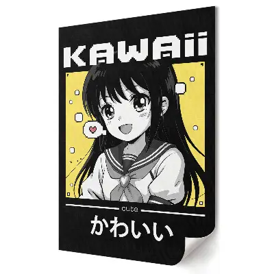 Grafika ścienna na płótnie Kawaii Girl w stylu monochromatycznym