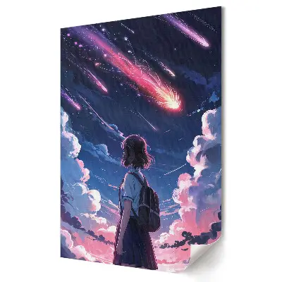 Plakat na materiale polycanvas Podziwiając spadające gwiazdy nocą