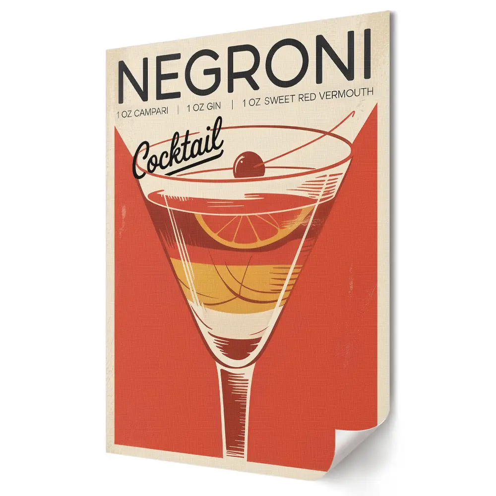 Grafika ścienna na płótnie Klasyczny koktajl Negroni w stylu retro