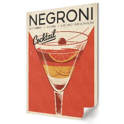 Grafika ścienna na płótnie Klasyczny koktajl Negroni w stylu retro