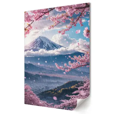 Stylowy plakat na ścianę Kwiatowe wiosny pod Mount Fuji