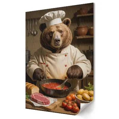 Stylowy plakat na ścianę Niedźwiedź szef kuchni