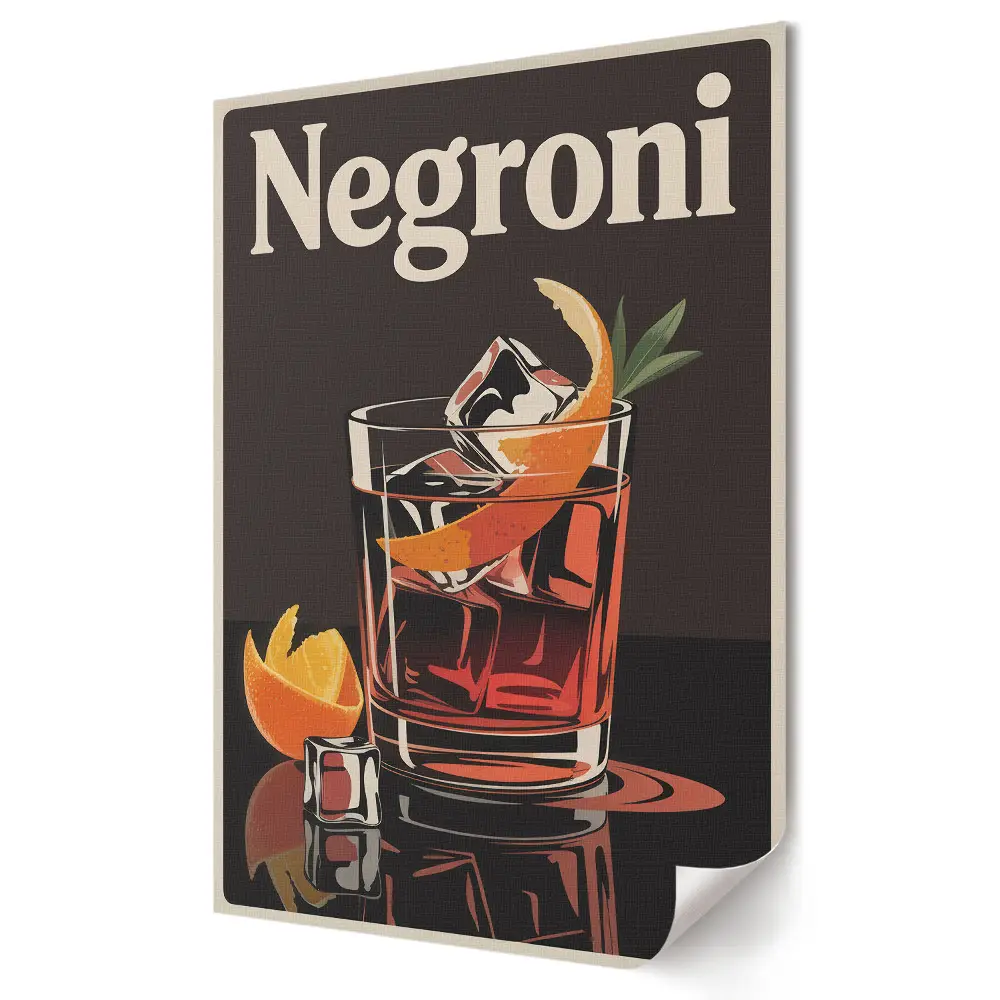 Stylowy plakat na ścianę Klasyczny koktajl Negroni w stylu retro