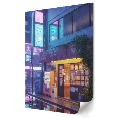 Nowoczesny plakat dekoracyjny Nocna sceneria neonowego miasta