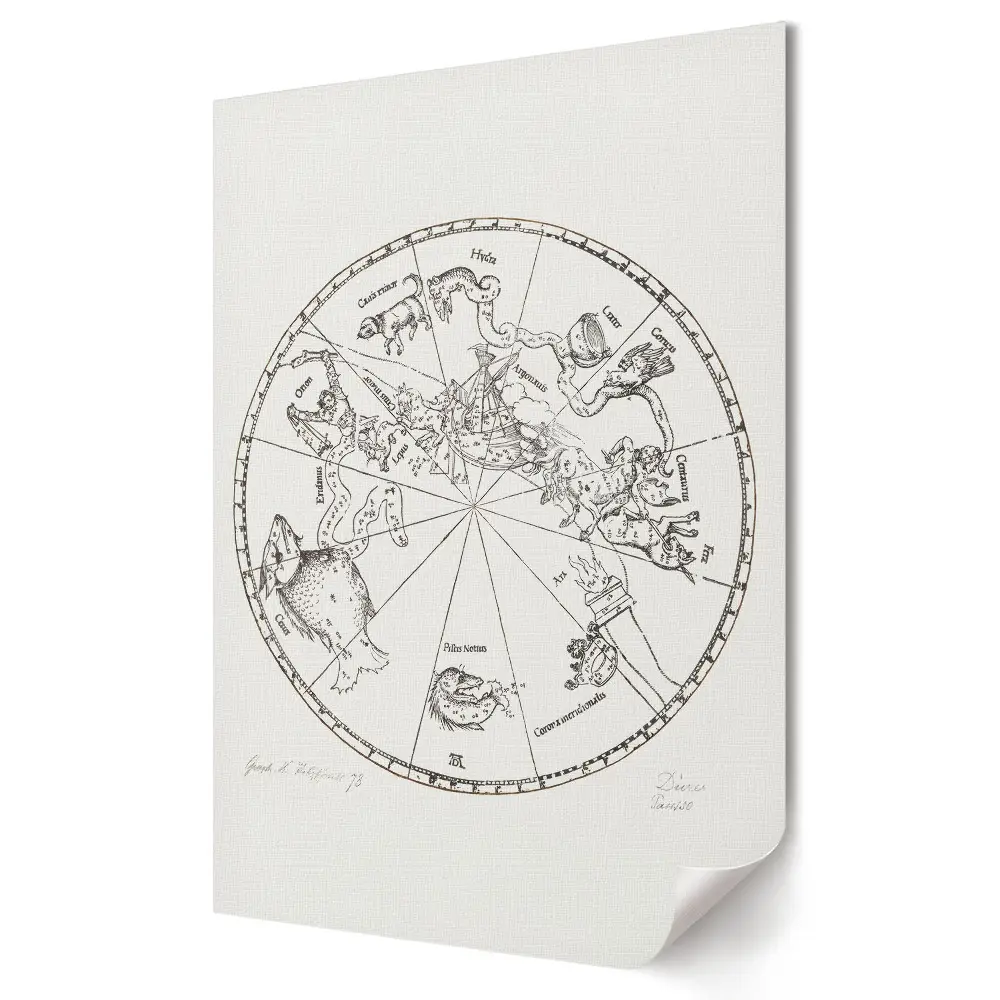 Plakat na materiale polycanvas z mapą konstelacji i znaków zodiaku