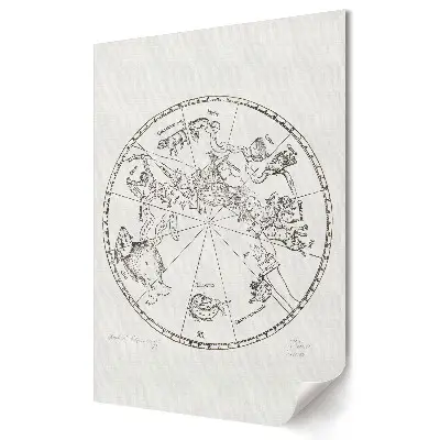 Plakat na materiale polycanvas z mapą konstelacji i znaków zodiaku