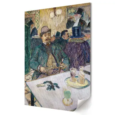 Plakat na materiale polycanvas Kawiarniane spotkanie w stylu impresjonizmu