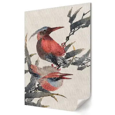 Plakat na materiale polycanvas Kolorowe ptaki na gałęzi