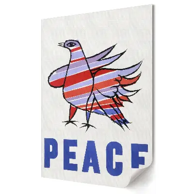 Plakat na materiale polycanvas Gołąb pokoju w kolorowych paskach