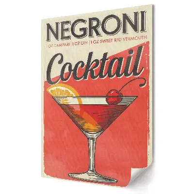 Stylowy plakat na ścianę Klasyczny koktajl Negroni w stylu retro