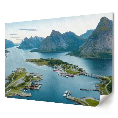 Elegancki plakat do salonu z malowniczym widokiem na fiordy Norwegii