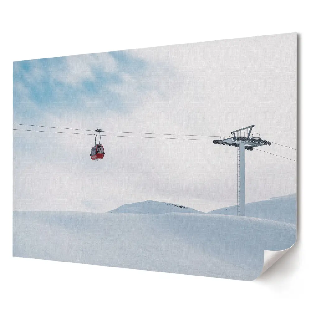 Plakat ścienny premium Kolejka linowa w zimowym krajobrazie
