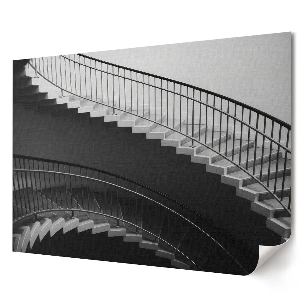 Plakat ścienny premium Elegancja krętych schodów w monochromie