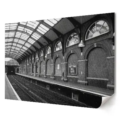 Elegancki plakat do salonu Stacja metra Notting Hill Gate w czerni i bieli