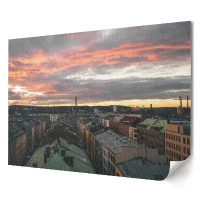 Plakat ścienny premium Zachód słońca nad miastem