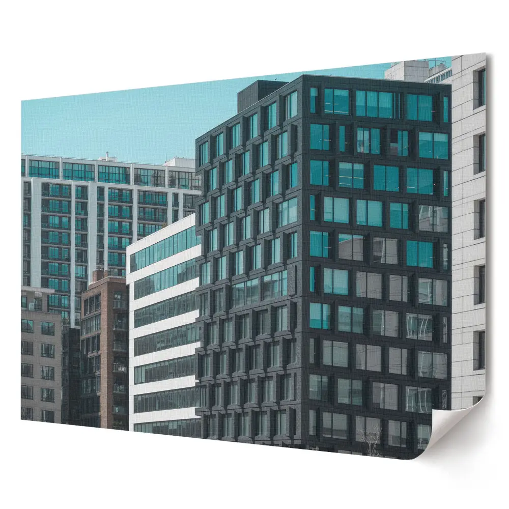 Elegancki plakat do salonu przedstawiający nowoczesną architekturę miejskiego krajobrazu